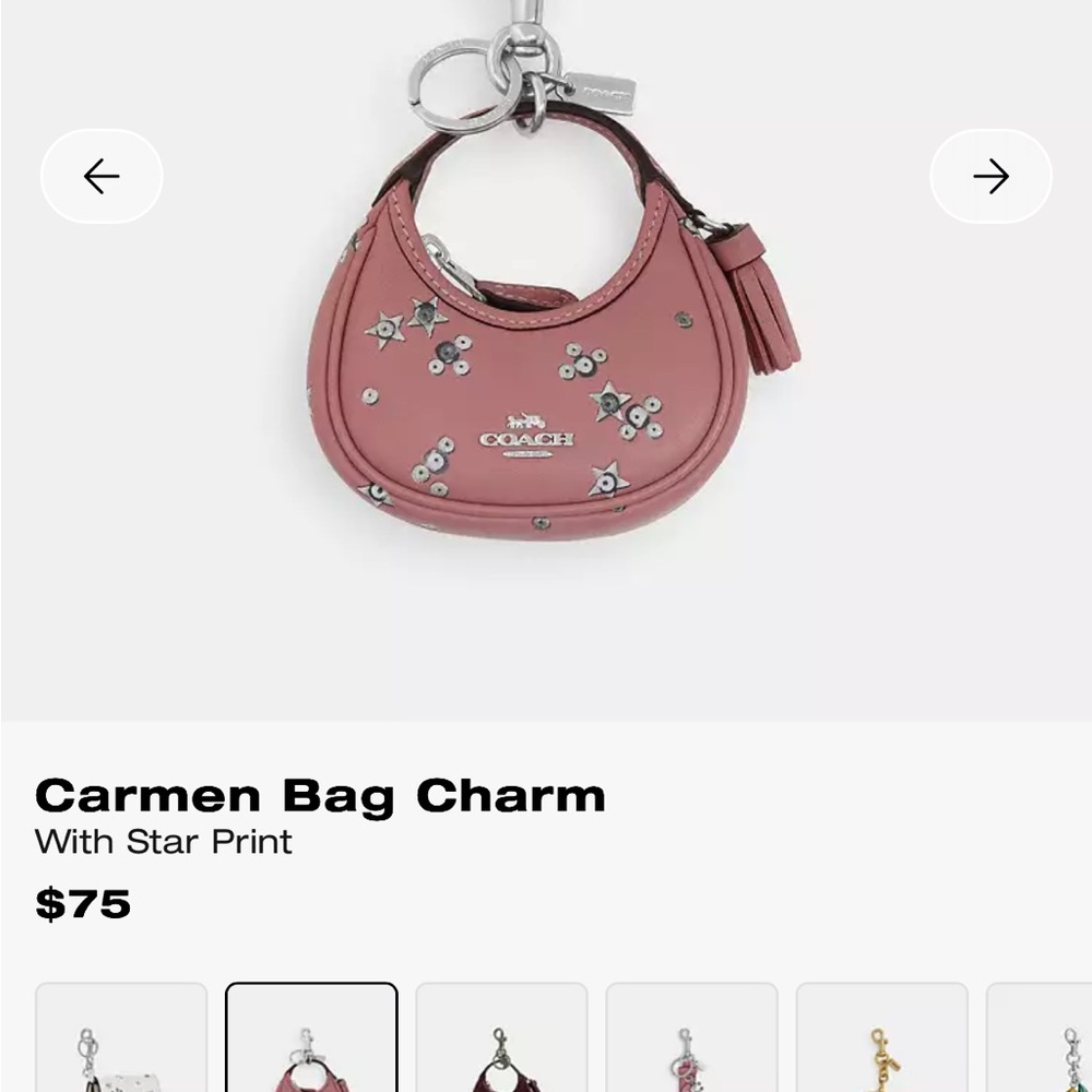 Coach Mini Carmen Bag Charm - Brown and Gold